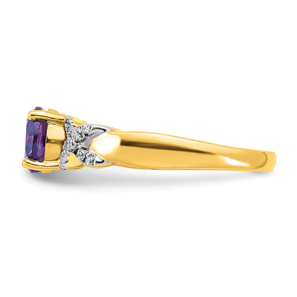 14k two tone gold amethyst and real diamond ring rm5983 am 013 ywa