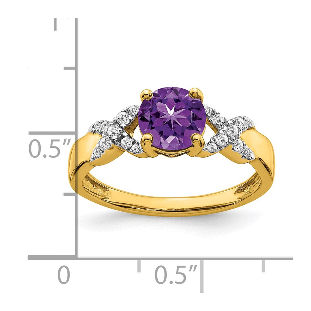 14k two tone gold amethyst and real diamond ring rm5983 am 013 ywa
