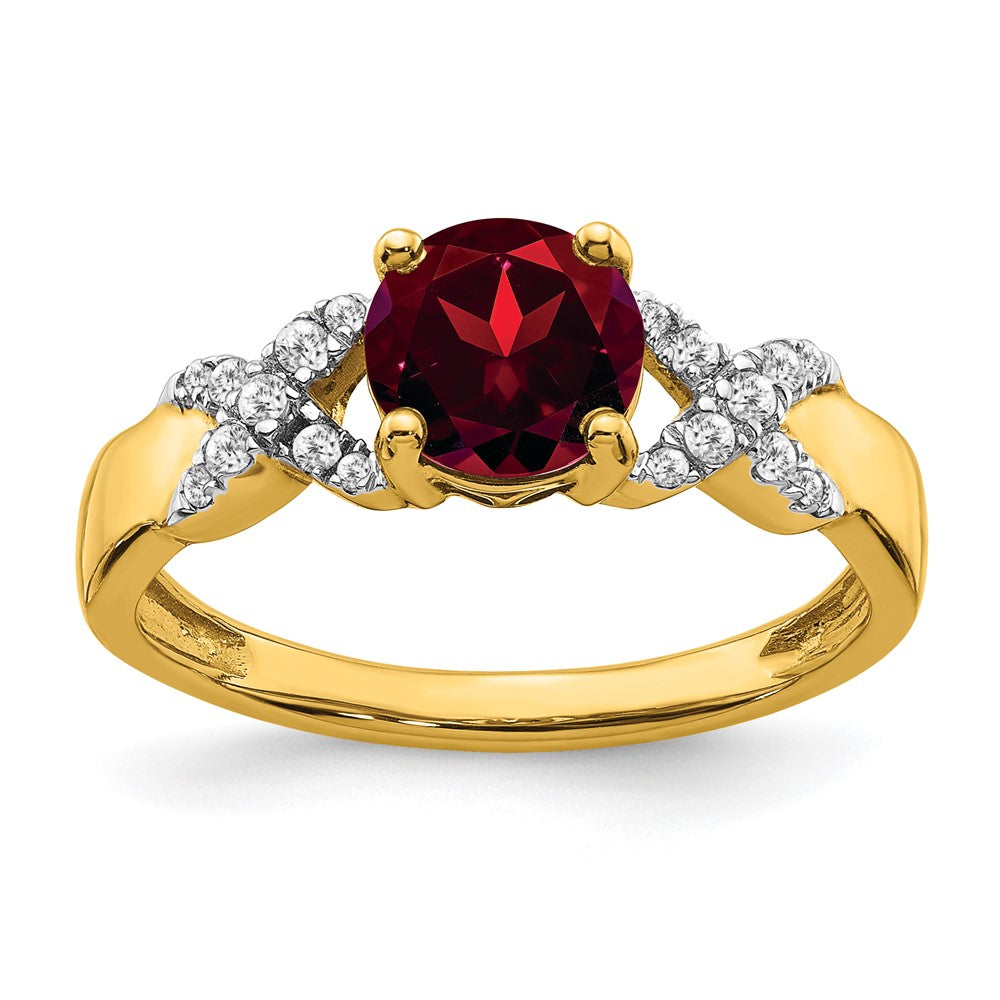 14k two tone gold garnet and real diamond ring rm5983 ga 013 ywa
