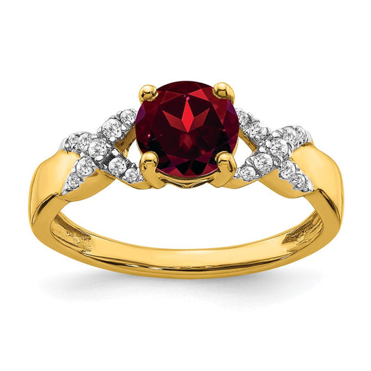 14k two tone gold garnet and real diamond ring rm5983 ga 013 ywa