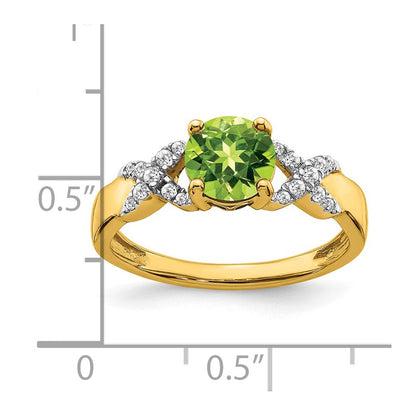 14k two tone gold peridot and real diamond ring rm5983 pe 013 ywa