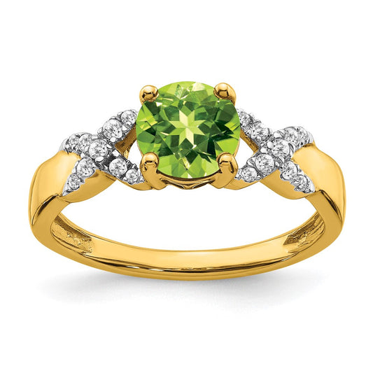14k two tone gold peridot and real diamond ring rm5983 pe 013 ywa