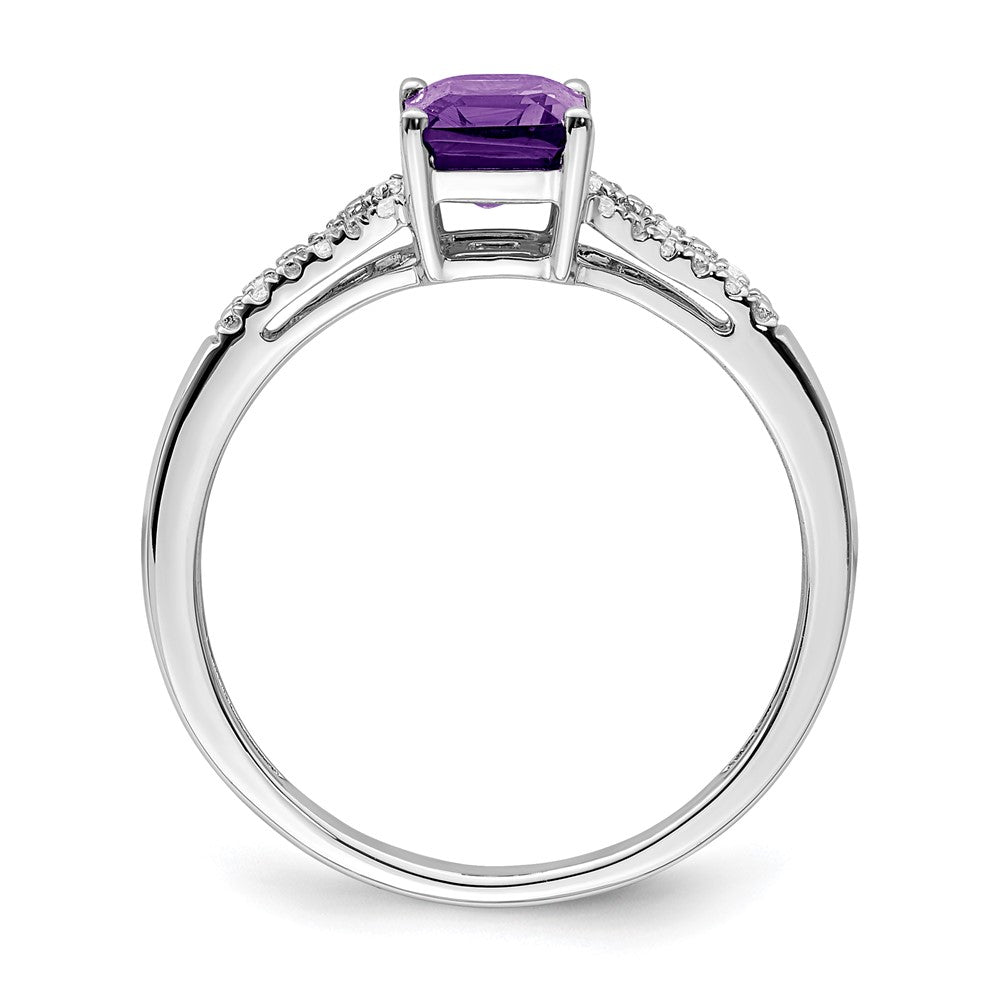 14k white gold emerald cut amethyst and real diamond ring rm5985 am 006 wa