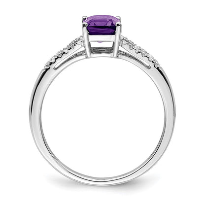 14k white gold emerald cut amethyst and real diamond ring rm5985 am 006 wa