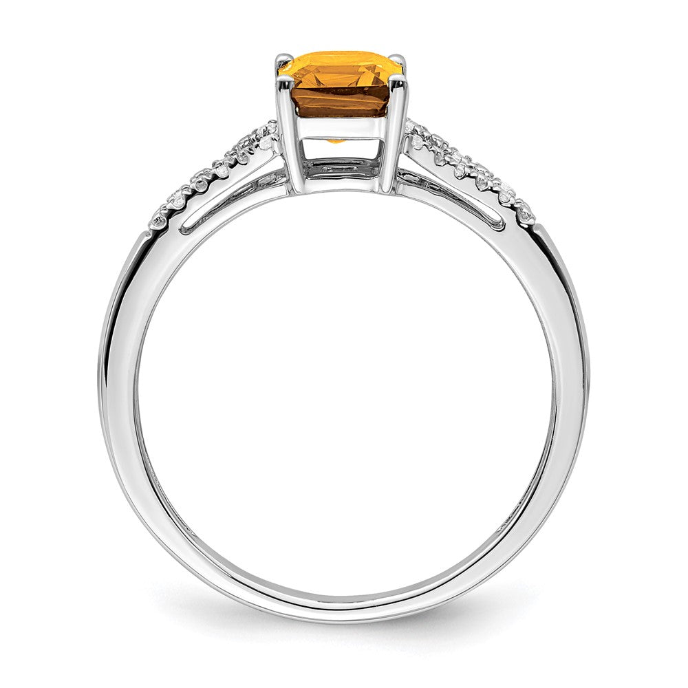 14k white gold emerald cut citrine and real diamond ring rm5985 ci 006 wa