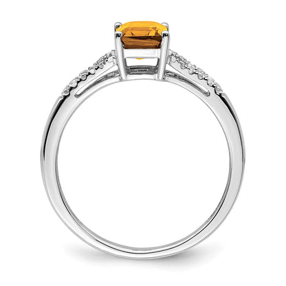14k white gold emerald cut citrine and real diamond ring rm5985 ci 006 wa