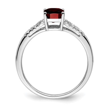 14k white gold emerald cut garnet and real diamond ring rm5985 ga 006 wa