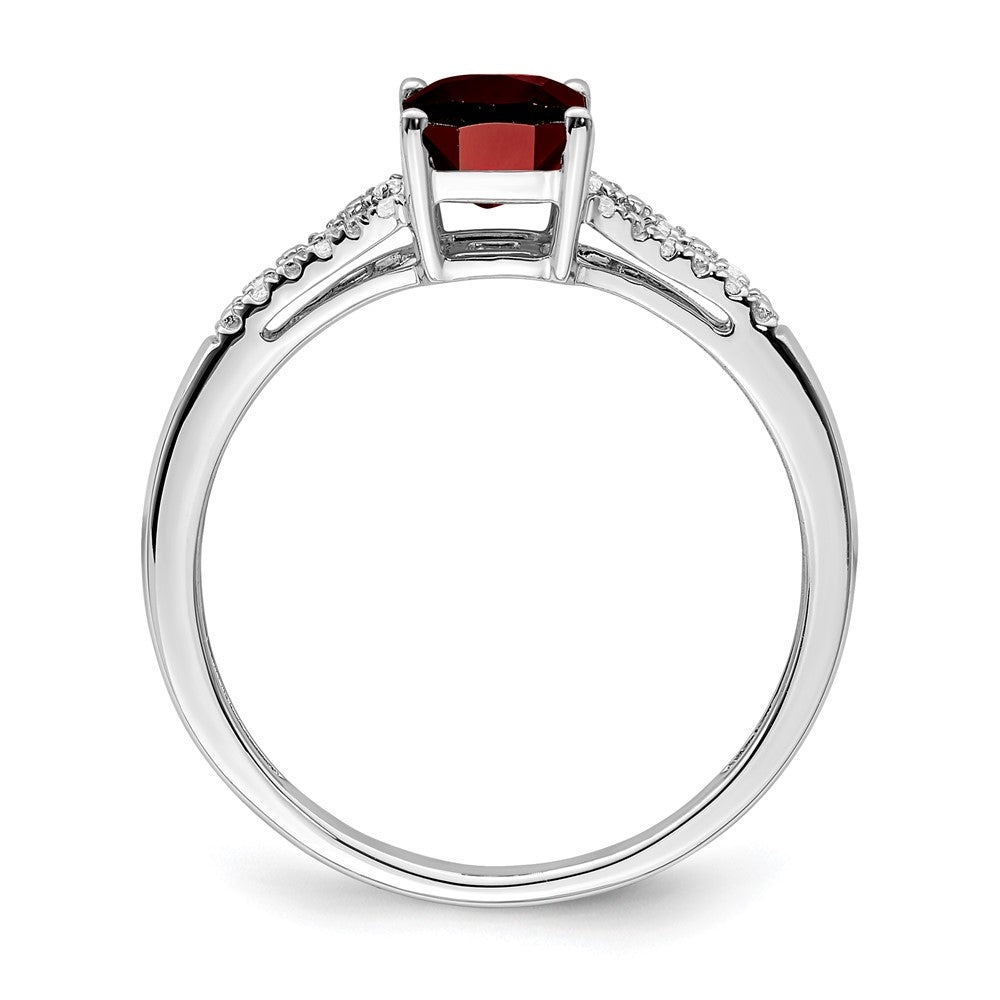 Solid 14k White Gold Simulated Emerald Simulated-cut Garnet and CZ Ring