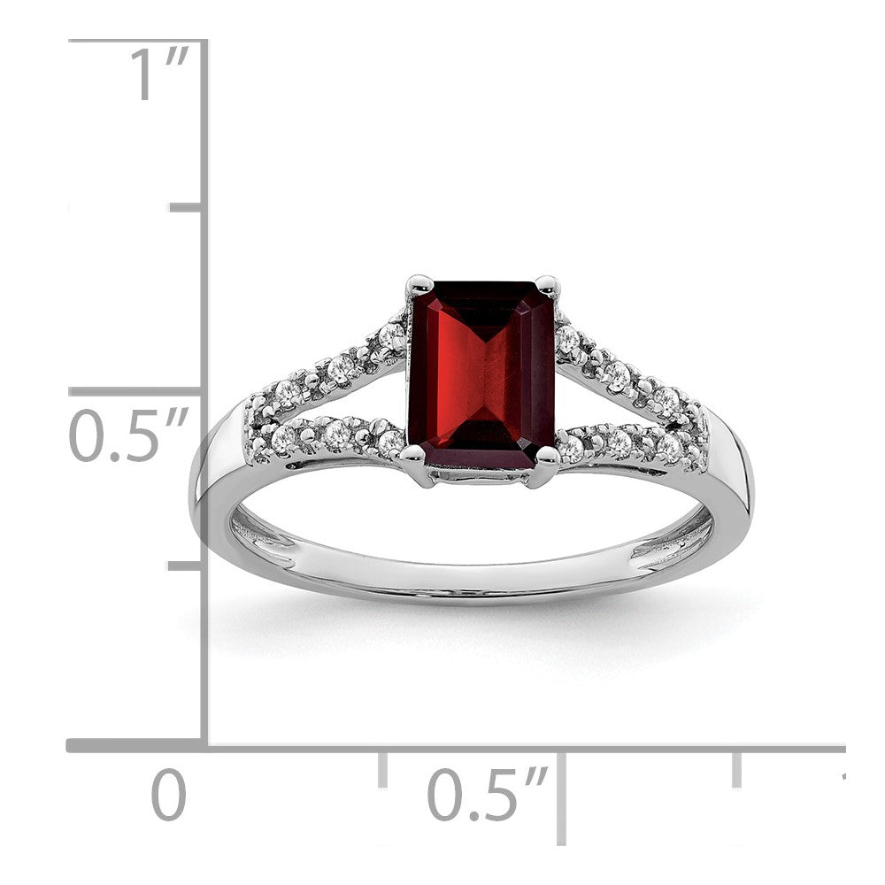 14k white gold emerald cut garnet and real diamond ring rm5985 ga 006 wa