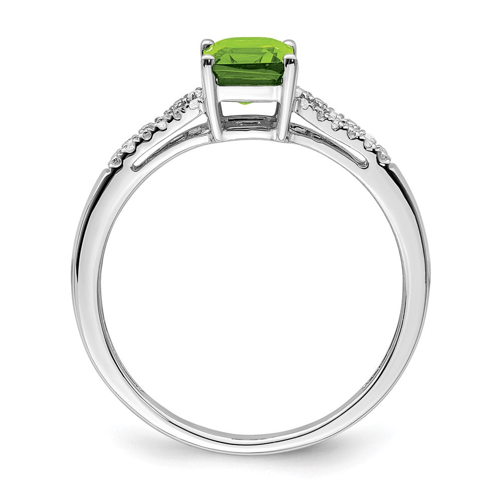 14k white gold emerald cut peridot and real diamond ring rm5985 pe 006 wa