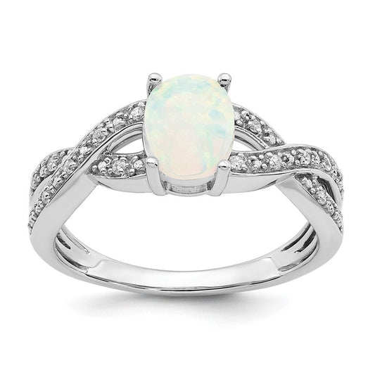 14k white gold created opal and real diamond ring rm5986 op 008 wa