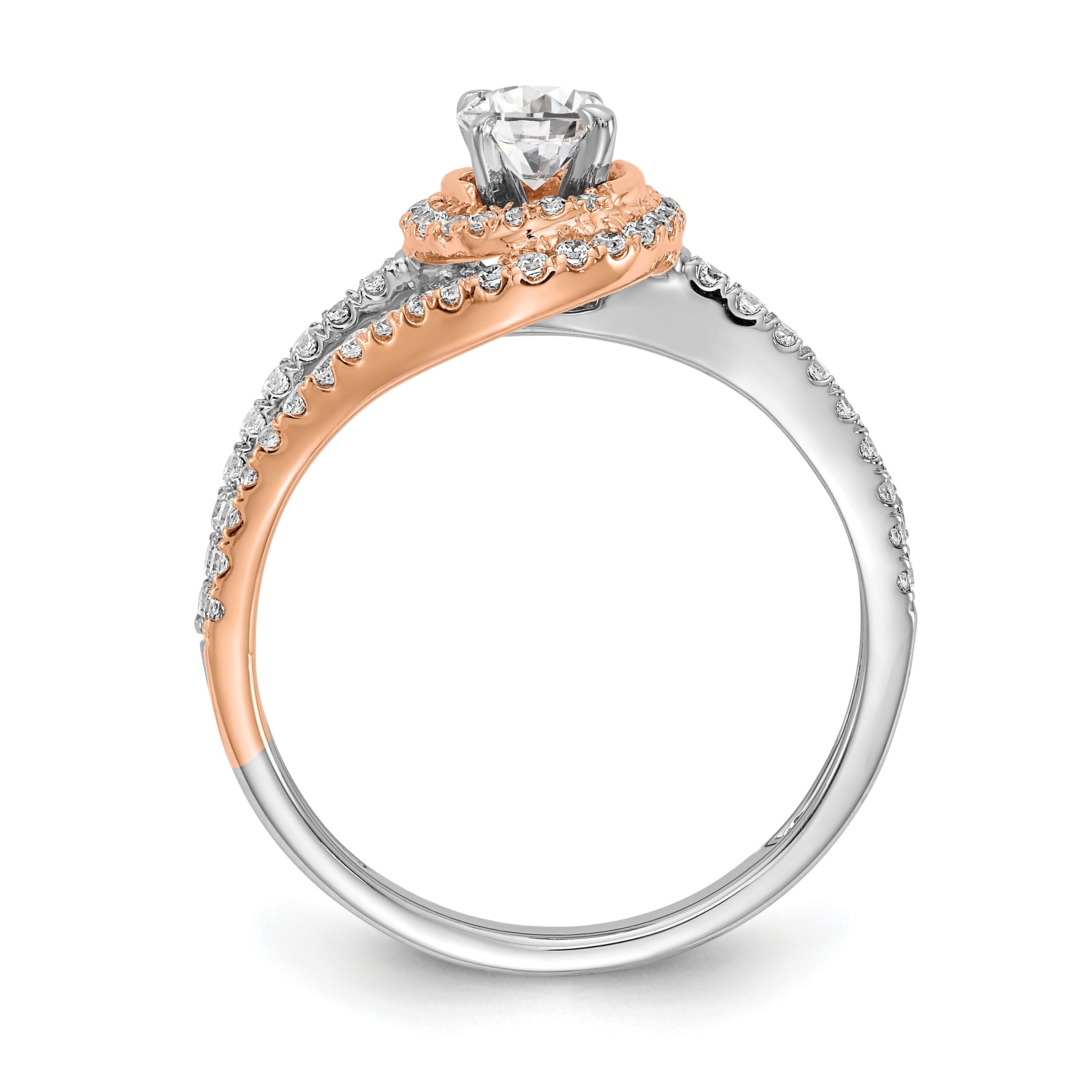0.33ct. CZ Solid Real 14k White u0026 Rose Gold Engagement Ring