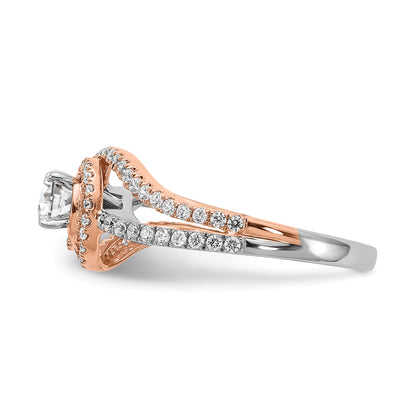 0.33ct. CZ Solid Real 14k White u0026 Rose Gold Engagement Ring