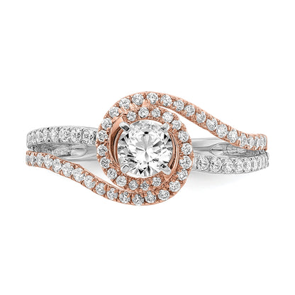 0.33ct. CZ Solid Real 14k White u0026 Rose Gold Engagement Ring