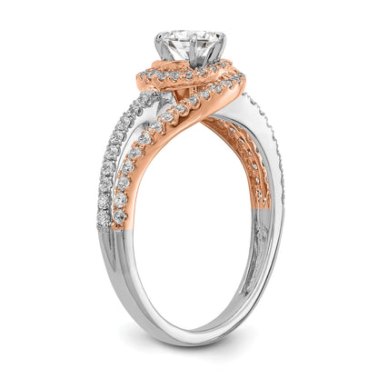 0.33ct. CZ Solid Real 14k White u0026 Rose Gold Engagement Ring