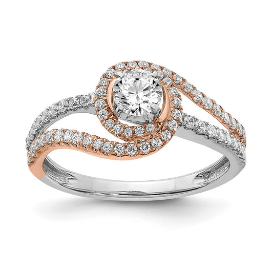 0.33ct. CZ Solid Real 14k White u0026 Rose Gold Engagement Ring