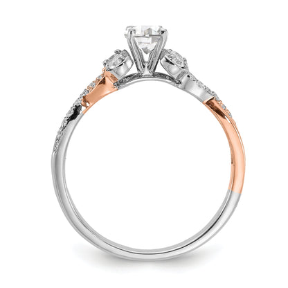 0.33ct. CZ Solid Real 14k White u0026 Rose Gold Engagement Ring