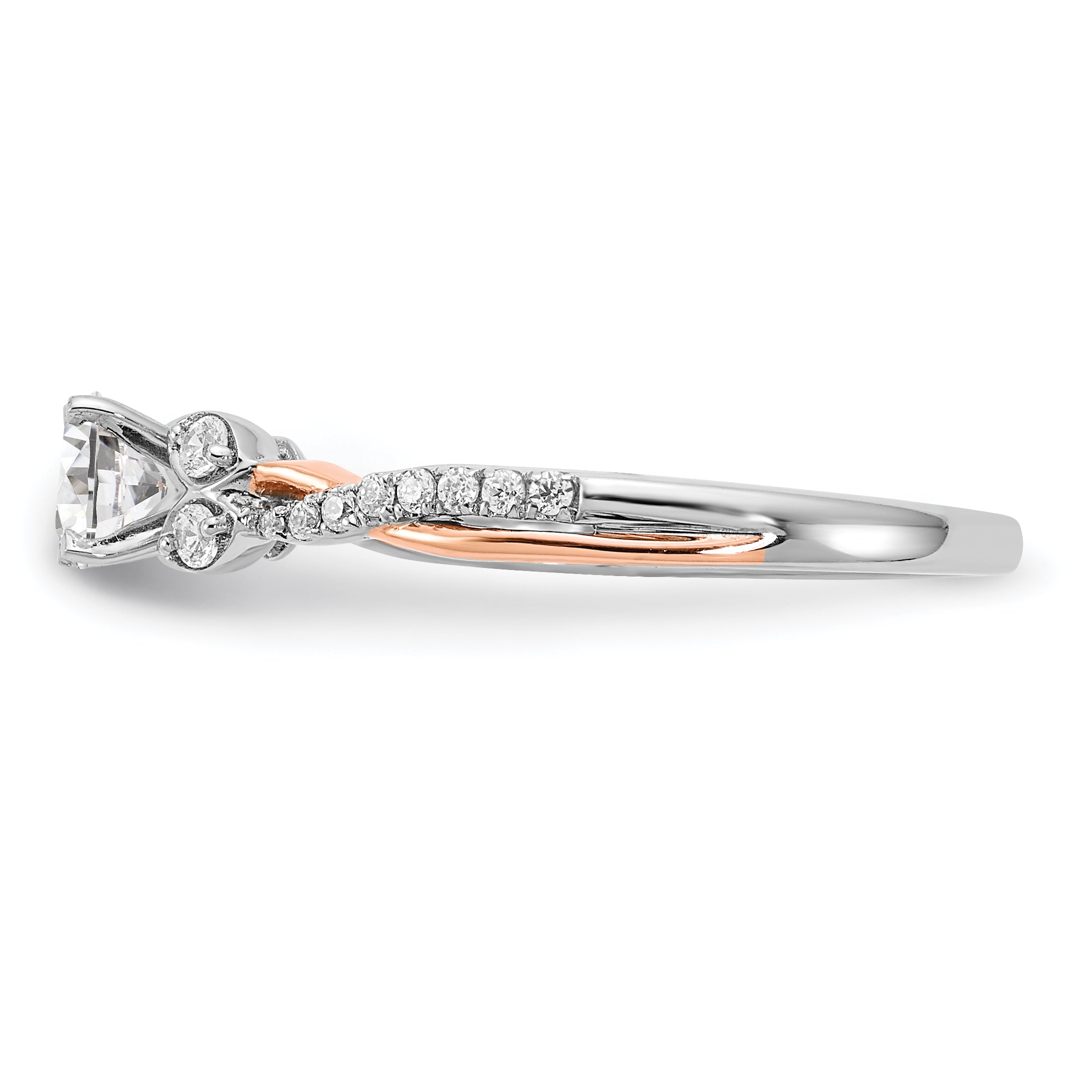 0.33ct. CZ Solid Real 14k White u0026 Rose Gold Engagement Ring