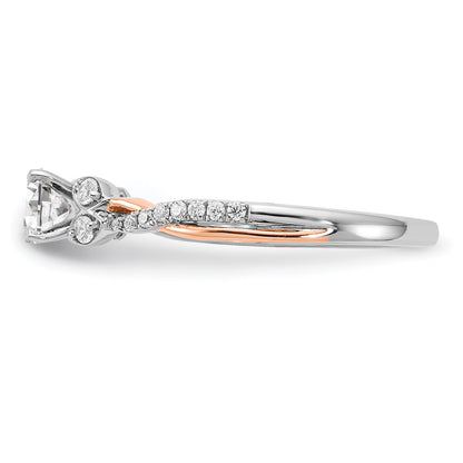 0.33ct. CZ Solid Real 14k White u0026 Rose Gold Engagement Ring
