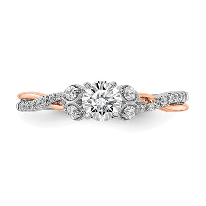 0.33ct. CZ Solid Real 14k White u0026 Rose Gold Engagement Ring