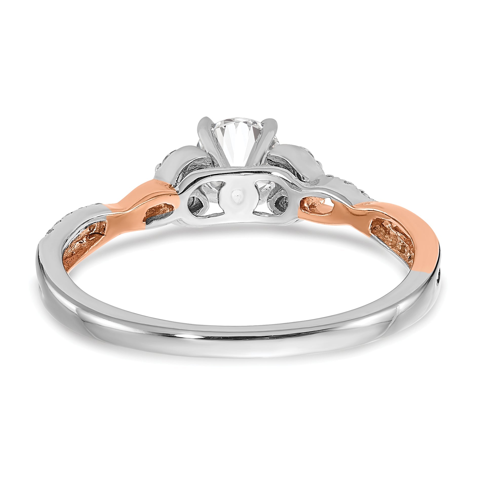 0.33ct. CZ Solid Real 14k White u0026 Rose Gold Engagement Ring