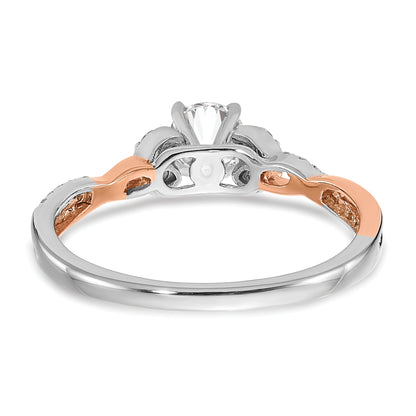 0.33ct. CZ Solid Real 14k White u0026 Rose Gold Engagement Ring
