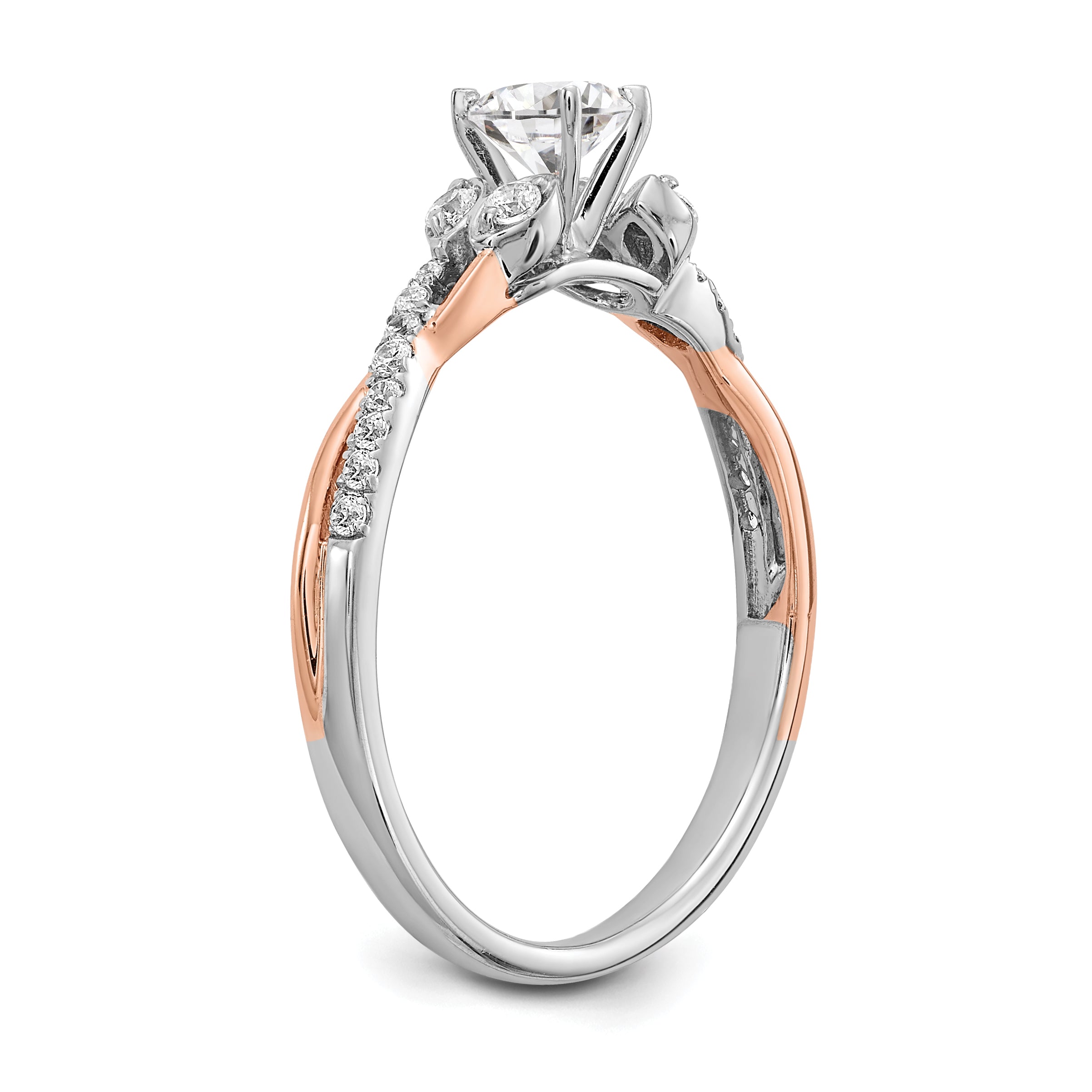 0.33ct. CZ Solid Real 14k White u0026 Rose Gold Engagement Ring