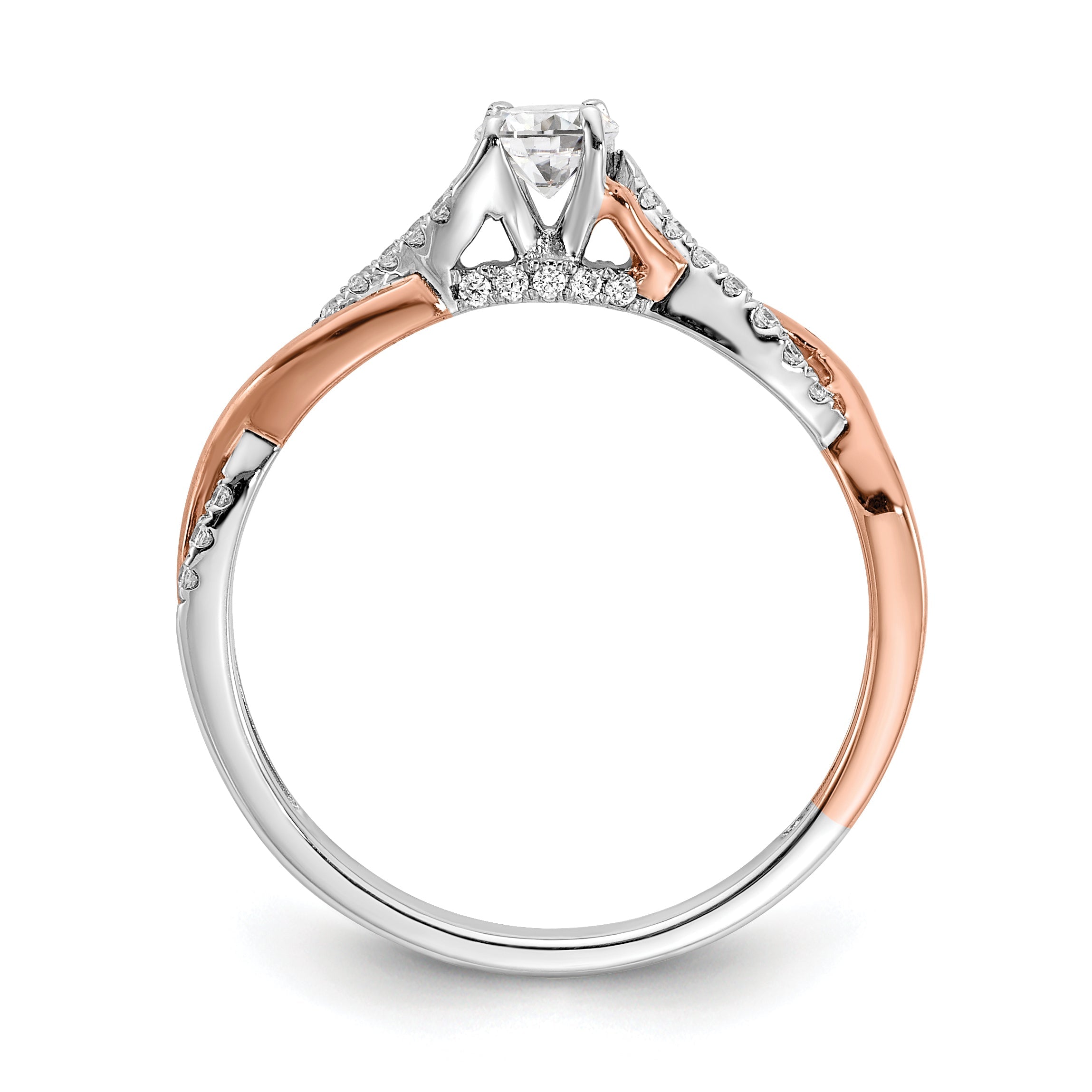 0.25ct. CZ Solid Real 14k White u0026 Rose Gold Engagement Ring