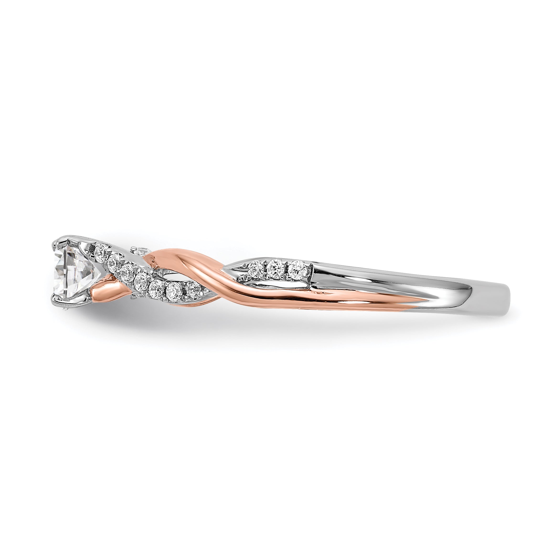 0.25ct. CZ Solid Real 14k White u0026 Rose Gold Engagement Ring