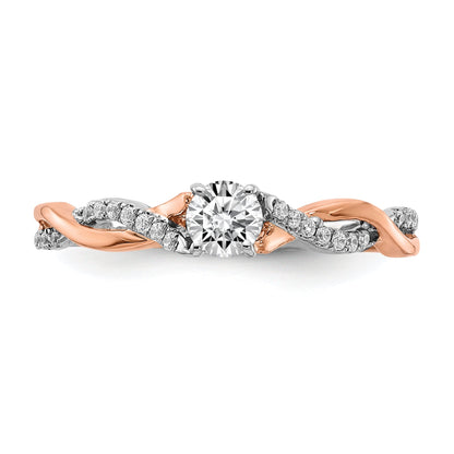 0.25ct. CZ Solid Real 14k White u0026 Rose Gold Engagement Ring