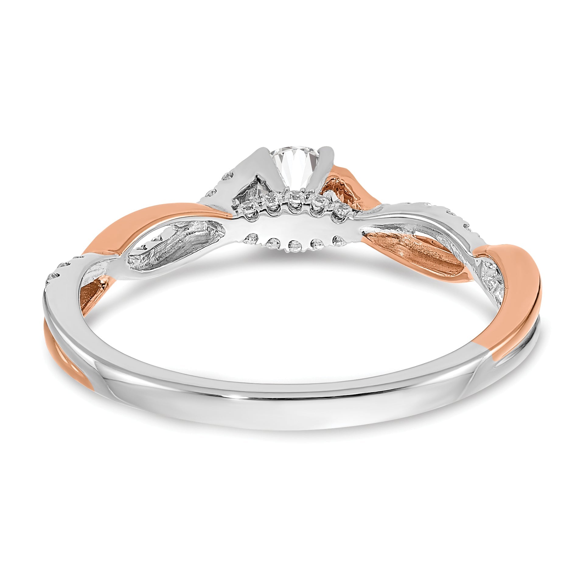 0.25ct. CZ Solid Real 14k White u0026 Rose Gold Engagement Ring