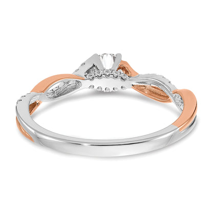 0.25ct. CZ Solid Real 14k White u0026 Rose Gold Engagement Ring
