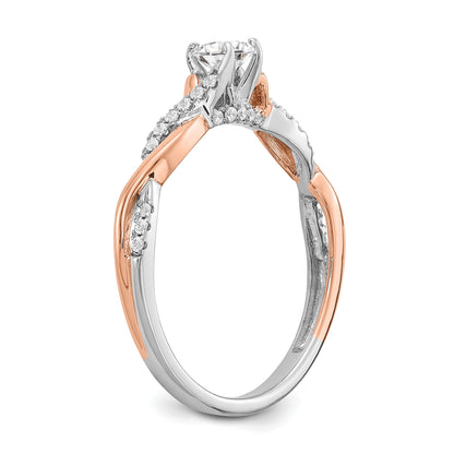 0.25ct. CZ Solid Real 14k White u0026 Rose Gold Engagement Ring