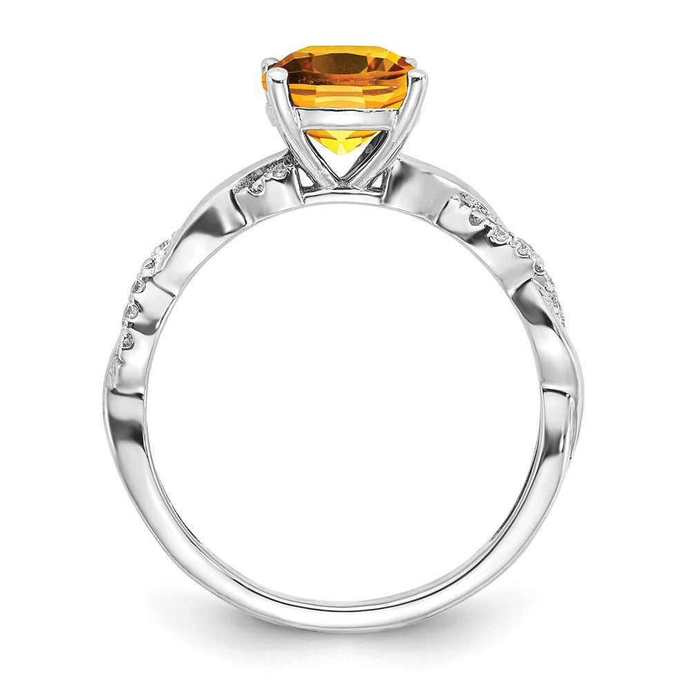 Sterling Silver Citrine and Diamond Ring
