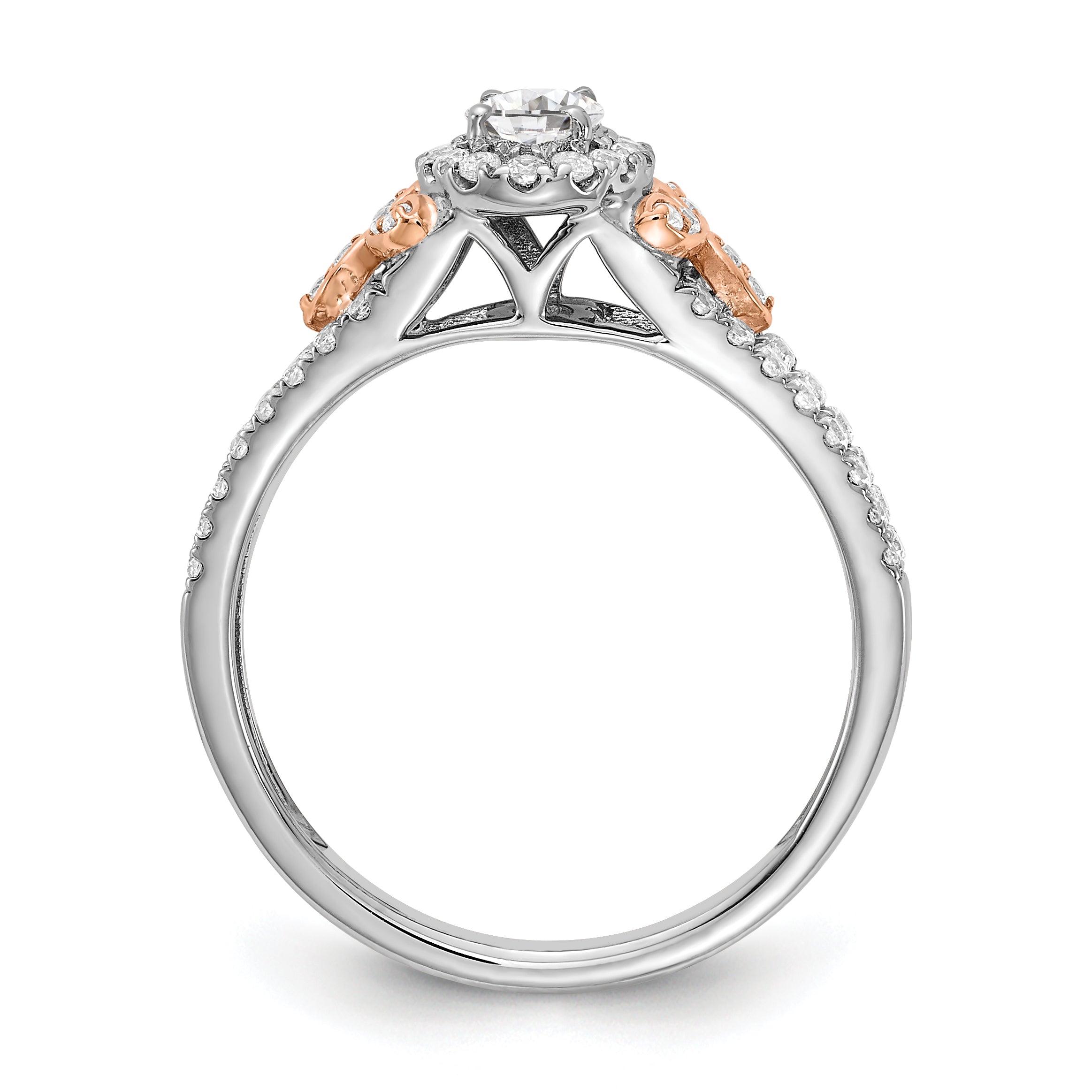 0.40ct. CZ Solid Real 14k White u0026 Rose Gold Engagement Ring
