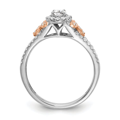 0.40ct. CZ Solid Real 14k White u0026 Rose Gold Engagement Ring