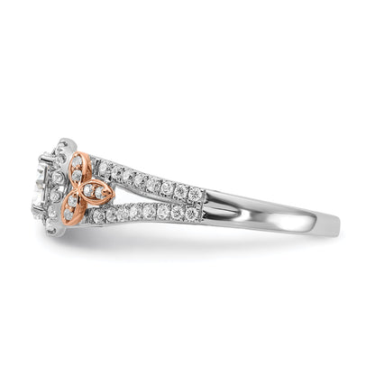 0.40ct. CZ Solid Real 14k White u0026 Rose Gold Engagement Ring