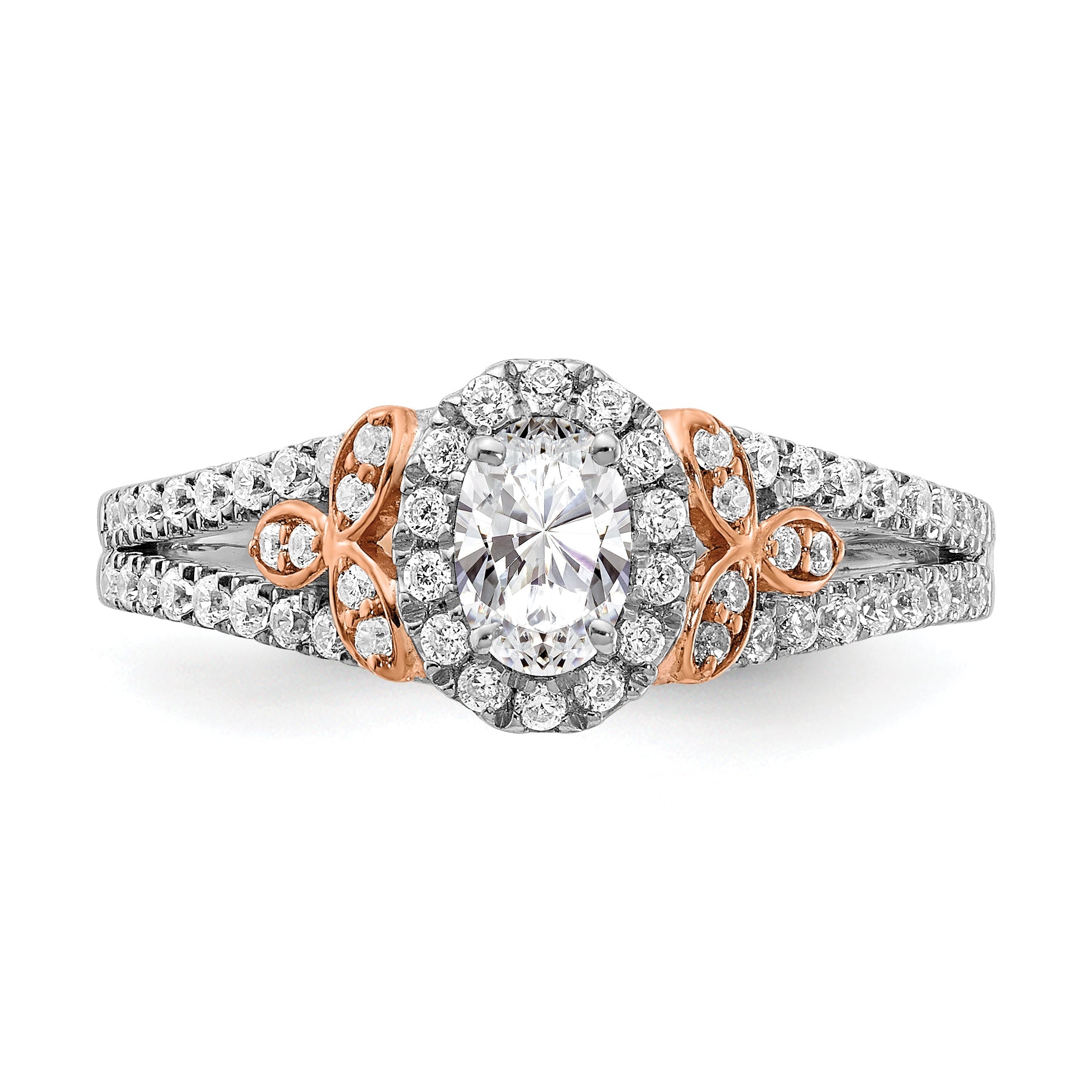 0.40ct. CZ Solid Real 14k White u0026 Rose Gold Engagement Ring