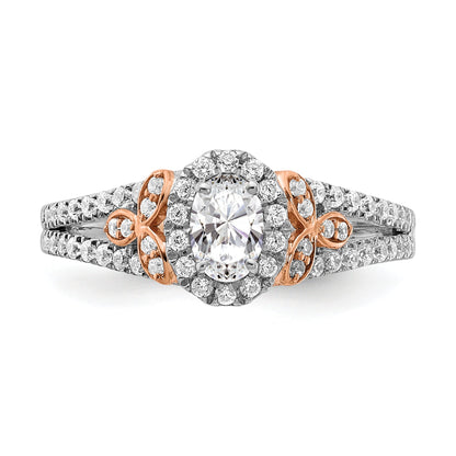 0.40ct. CZ Solid Real 14k White u0026 Rose Gold Engagement Ring