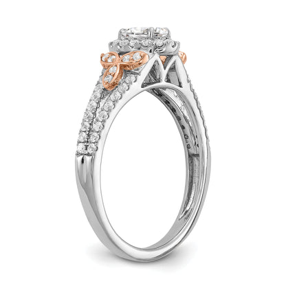 0.40ct. CZ Solid Real 14k White u0026 Rose Gold Engagement Ring
