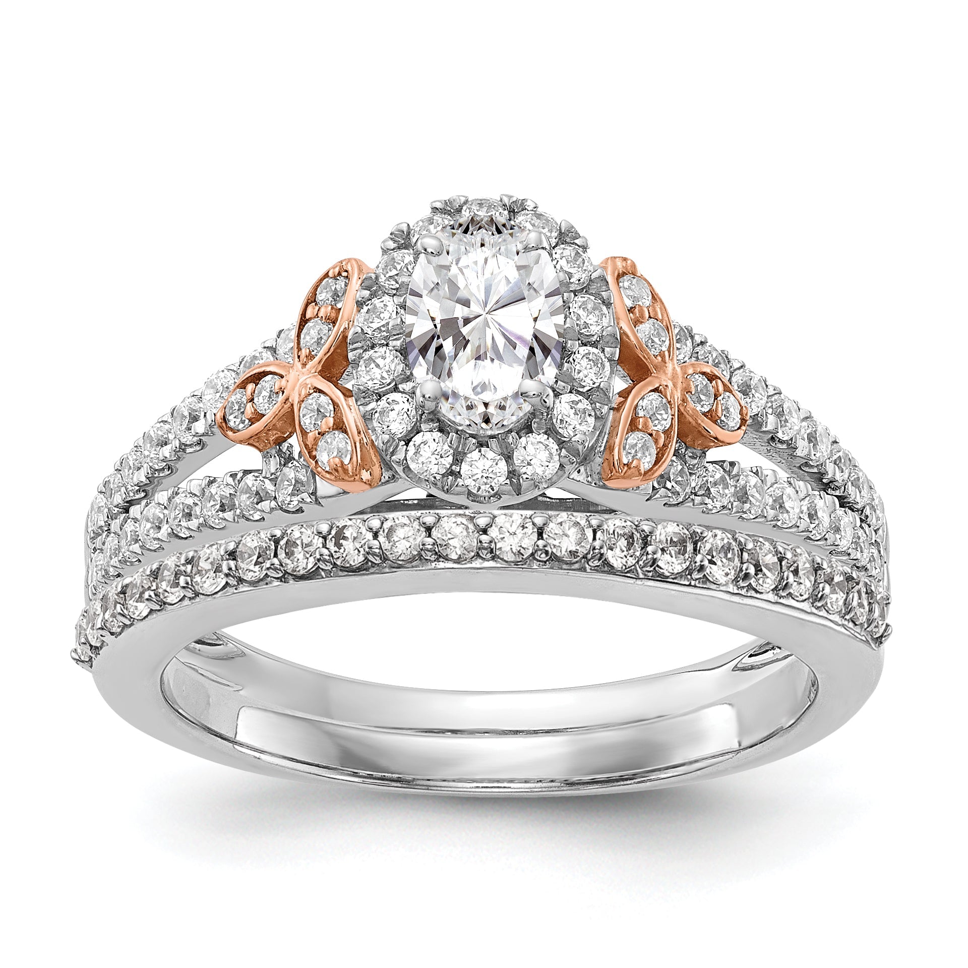 0.40ct. CZ Solid Real 14k White u0026 Rose Gold Engagement Ring