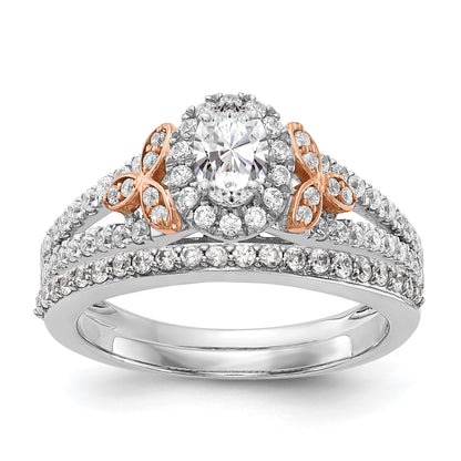 0.40ct. CZ Solid Real 14k White u0026 Rose Gold Engagement Ring