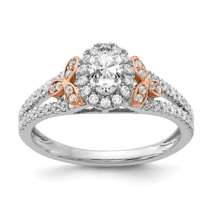0.40ct. CZ Solid Real 14k White u0026 Rose Gold Engagement Ring