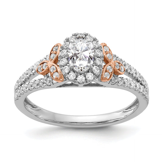 0.40ct. CZ Solid Real 14k White u0026 Rose Gold Engagement Ring
