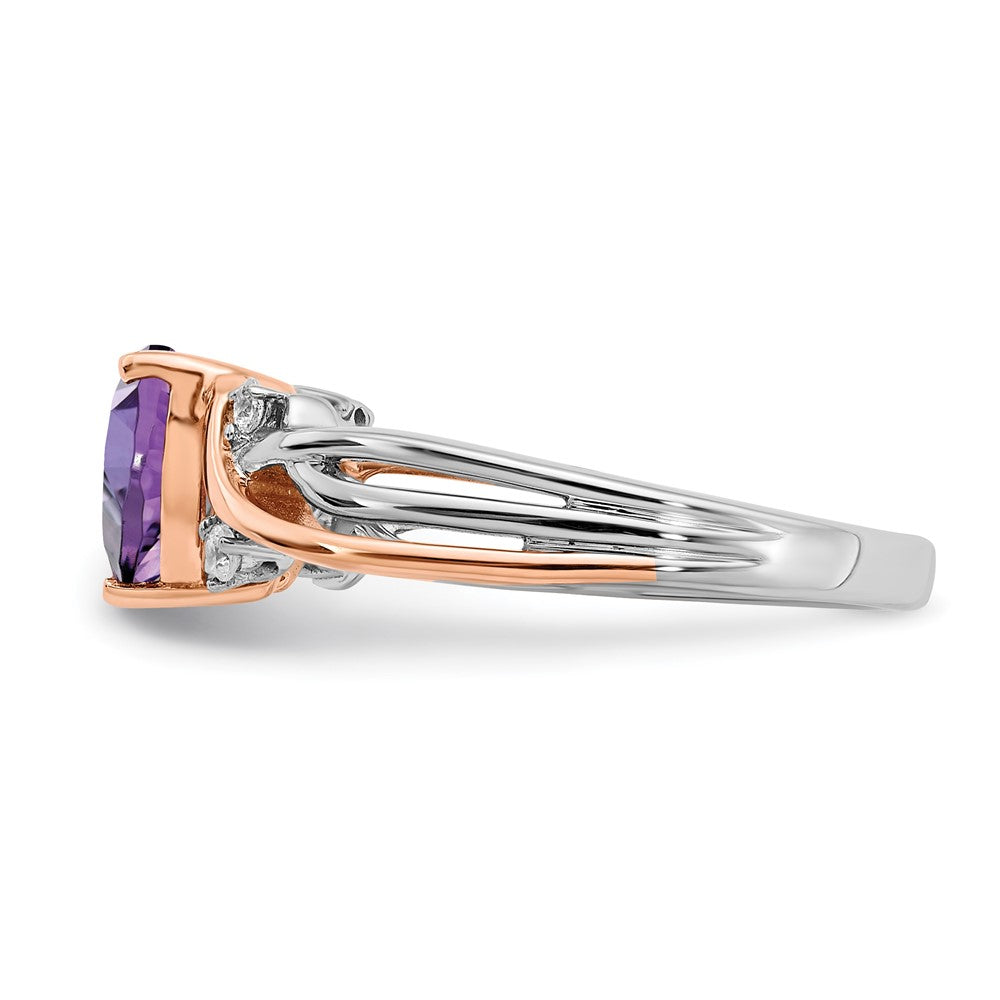 14k two tone gold heart amethyst and real diamond ring rm6023 am 008 wra