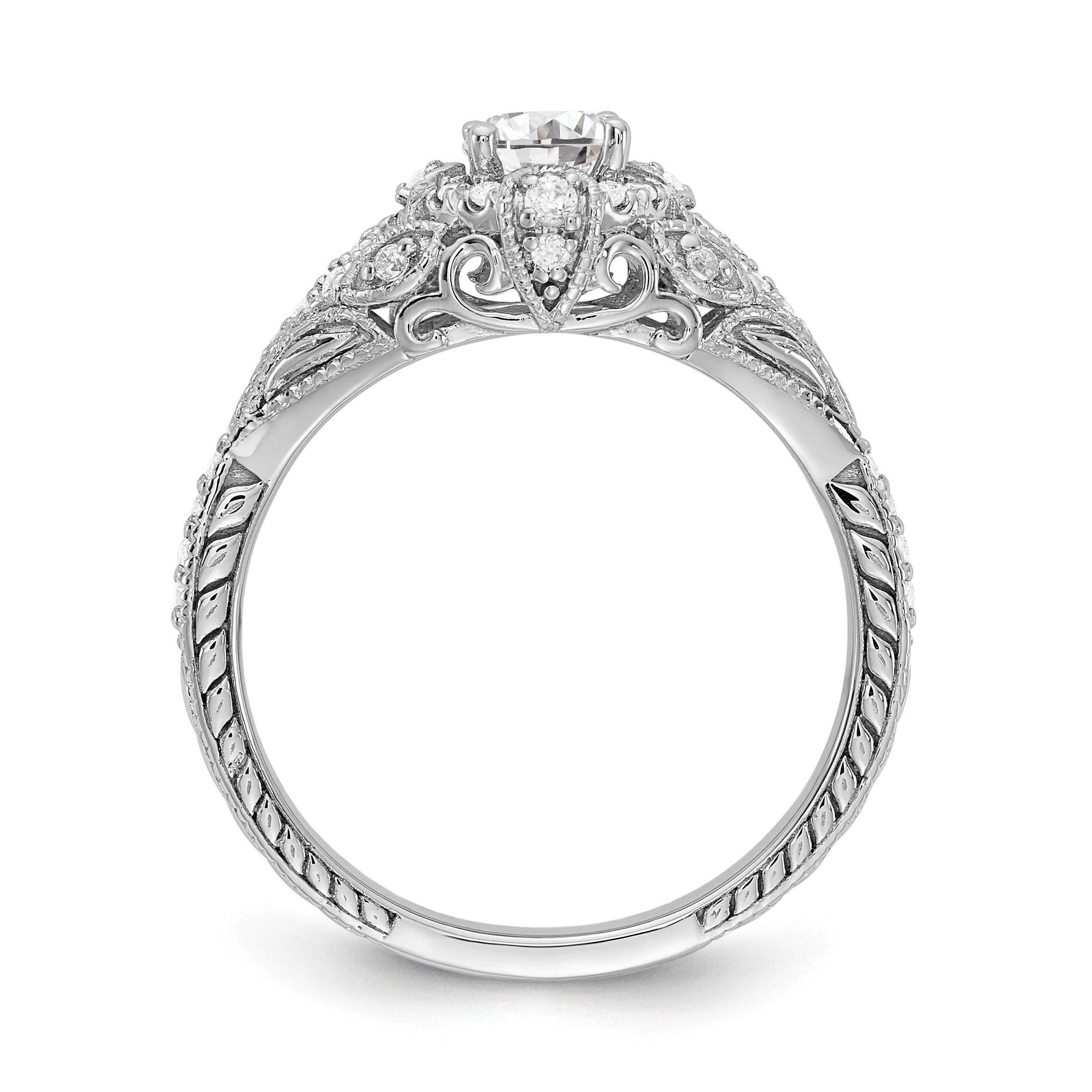 0.40ct. CZ Solid Real 14k White Gold Engagement Ring