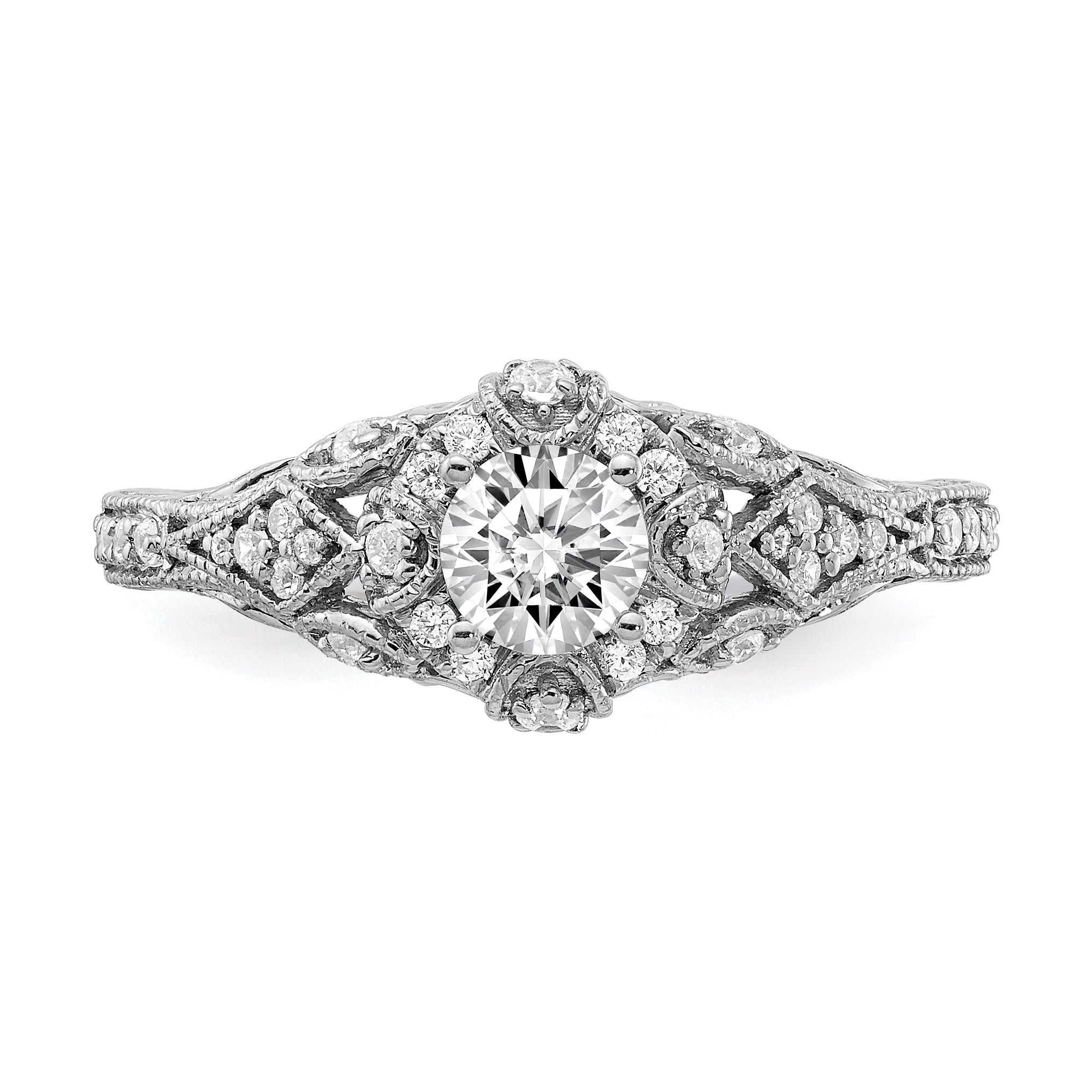 0.40ct. CZ Solid Real 14k White Gold Engagement Ring