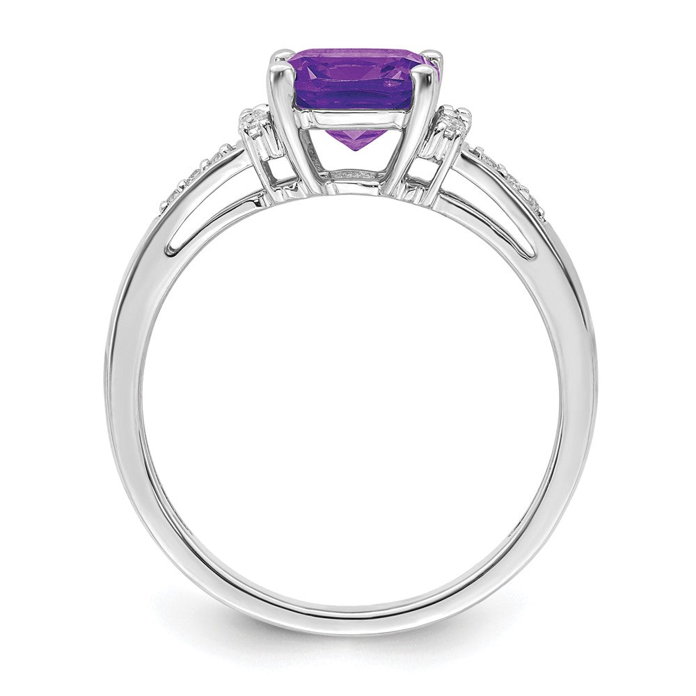 14k white gold cushion amethyst and real diamond ring rm6031 am 009 wa