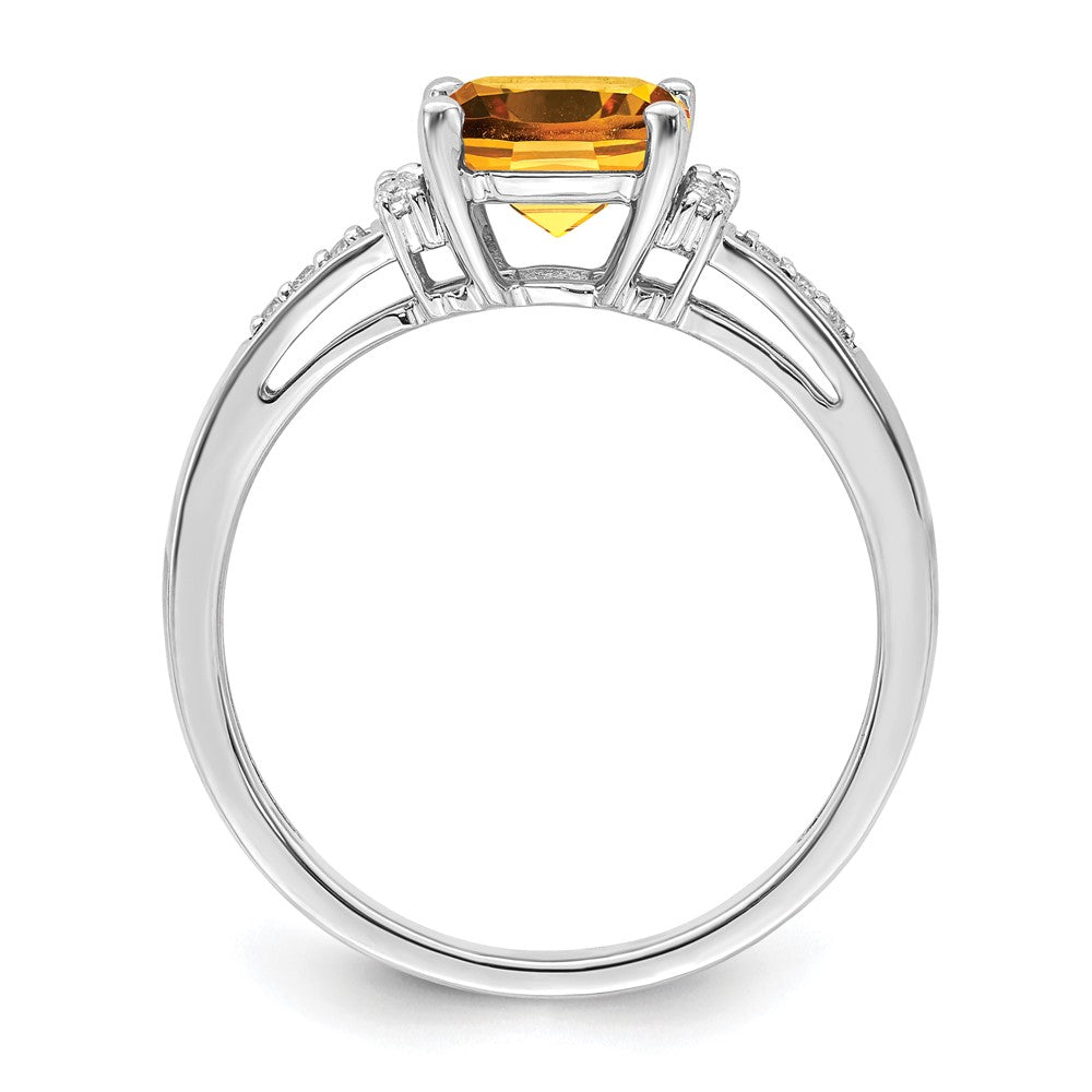 14k white gold cushion citrine and real diamond ring rm6031 ci 009 wa