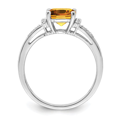 14k white gold cushion citrine and real diamond ring rm6031 ci 009 wa